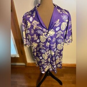 NO BRAND SILKY PURPLE & GOLD GUYS TOP, SIZE M